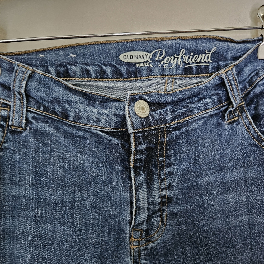 Old Navy Blue Jeans Boyfriend Comfy Straight Cropped Casual Neutral Classic - Picture 3 of 12